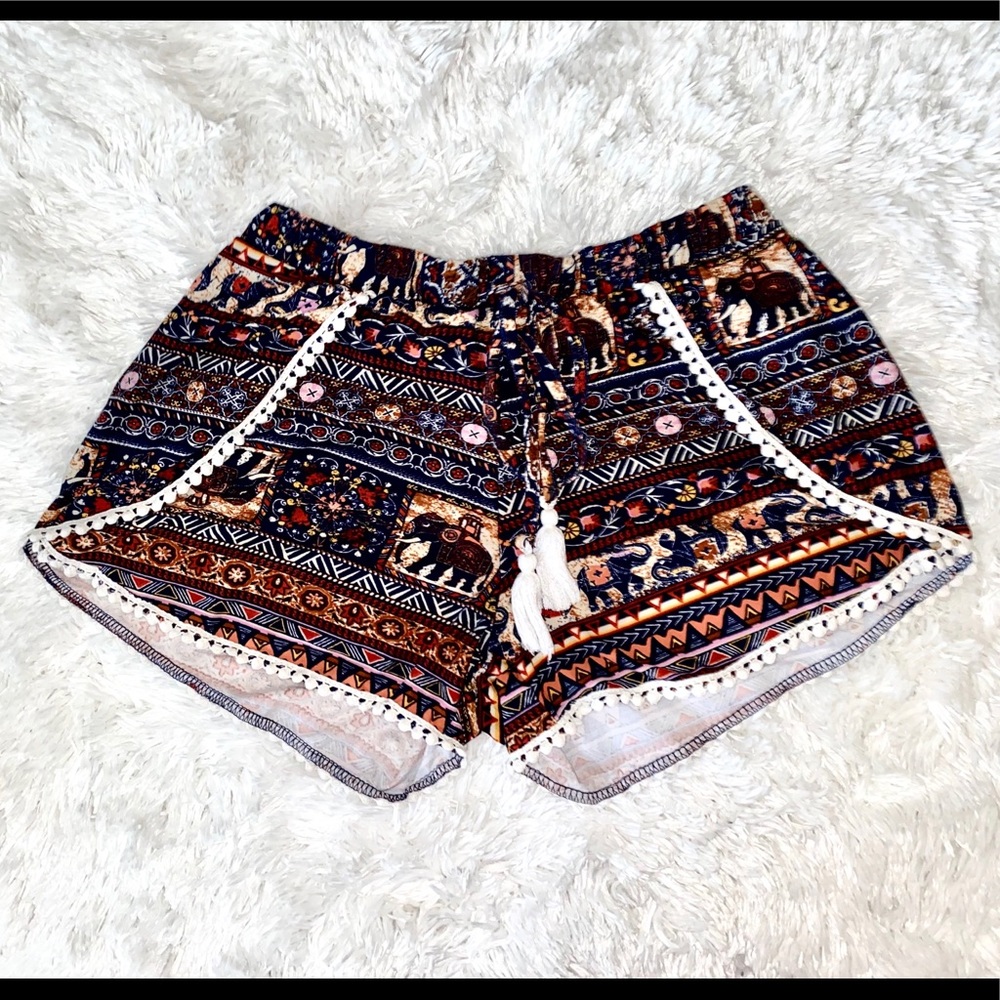 Aztec Print PomPom Shorts